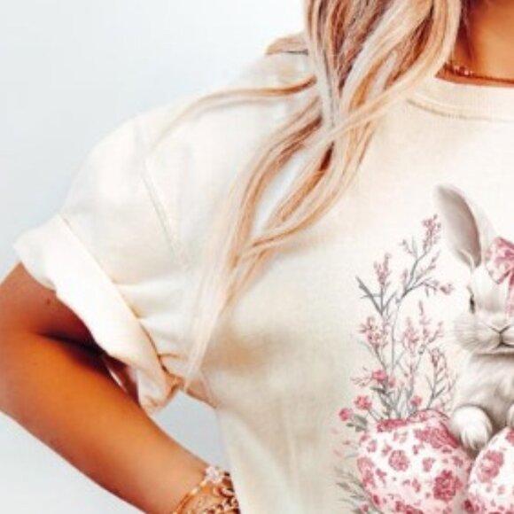 Happy Easter Day T-Shirt, Coquette Bow Tee, Coquette Bow Bunny Shirt - Picture 3 of 4